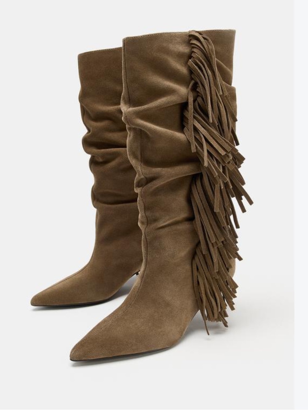 Zara fringe suede leather boots